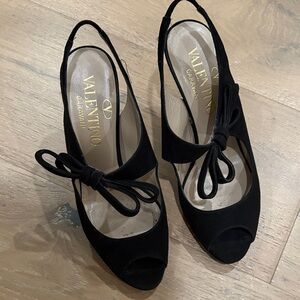 Valentino Black Slingback Heels with Bow